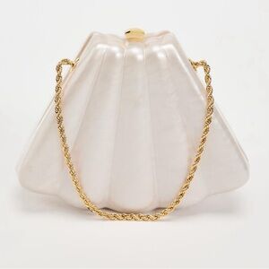 Zara Shell Clutch Shoulder Bag with Gold Chain